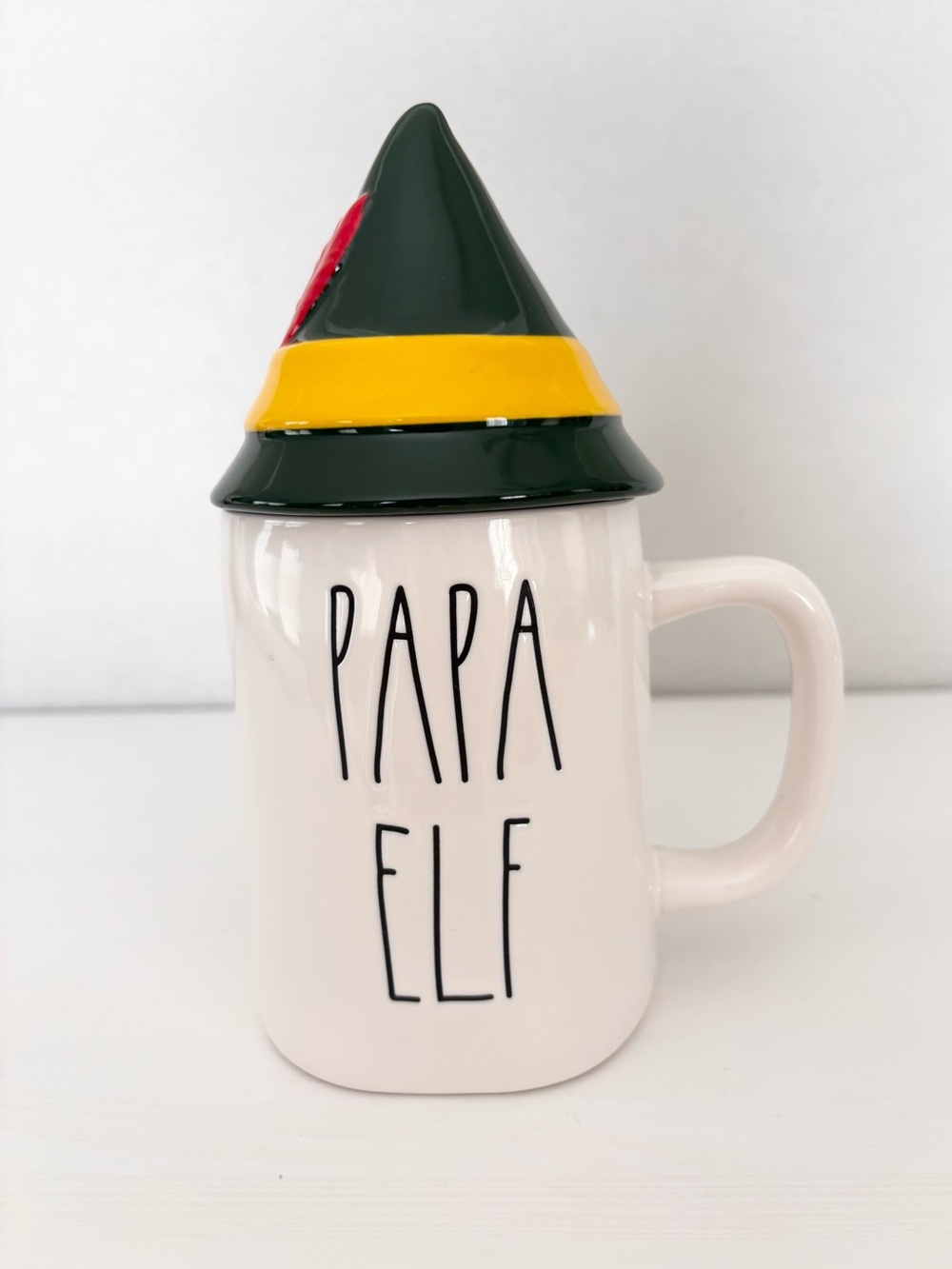 RAE DUNN PAPA ELF Mug with Hat Lid NWOT